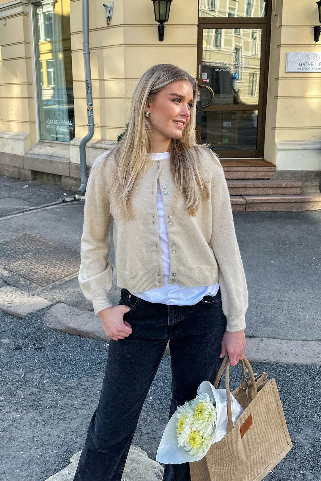 Ninellpw Cardigan French Oak Melange - Main Image