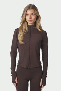 Nolana Zip Blouse Chocolate Brown