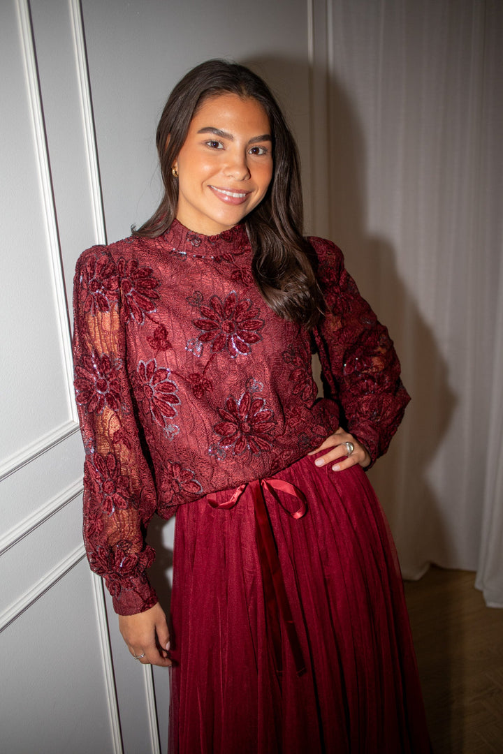 O - Neck Blouse Bordeaux | Skjorter og bluser | Smuk - Dameklær på nett