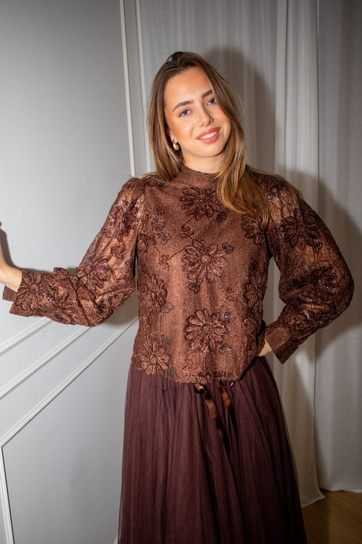 O - Neck blouse Choco | Skjorter og bluser | Smuk - Dameklær på nett