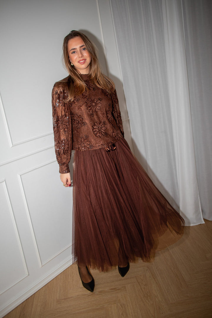 O - Neck blouse Choco | Skjorter og bluser | Smuk - Dameklær på nett