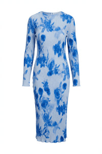 Oda Dress Abstract Blue Flower Print