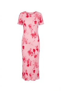 Oda Ss Dress Abstract Pink Flower Print