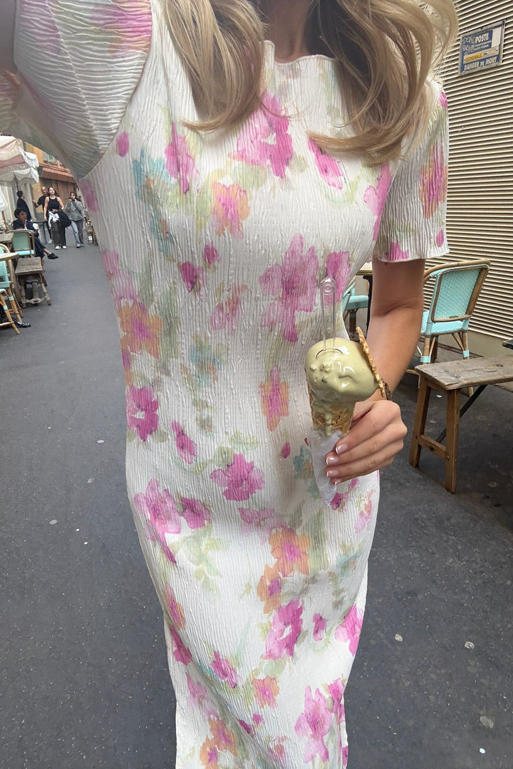 Oda Ss Dress Pink Flower Blush Print | Kjoler | Smuk - Dameklær på nett