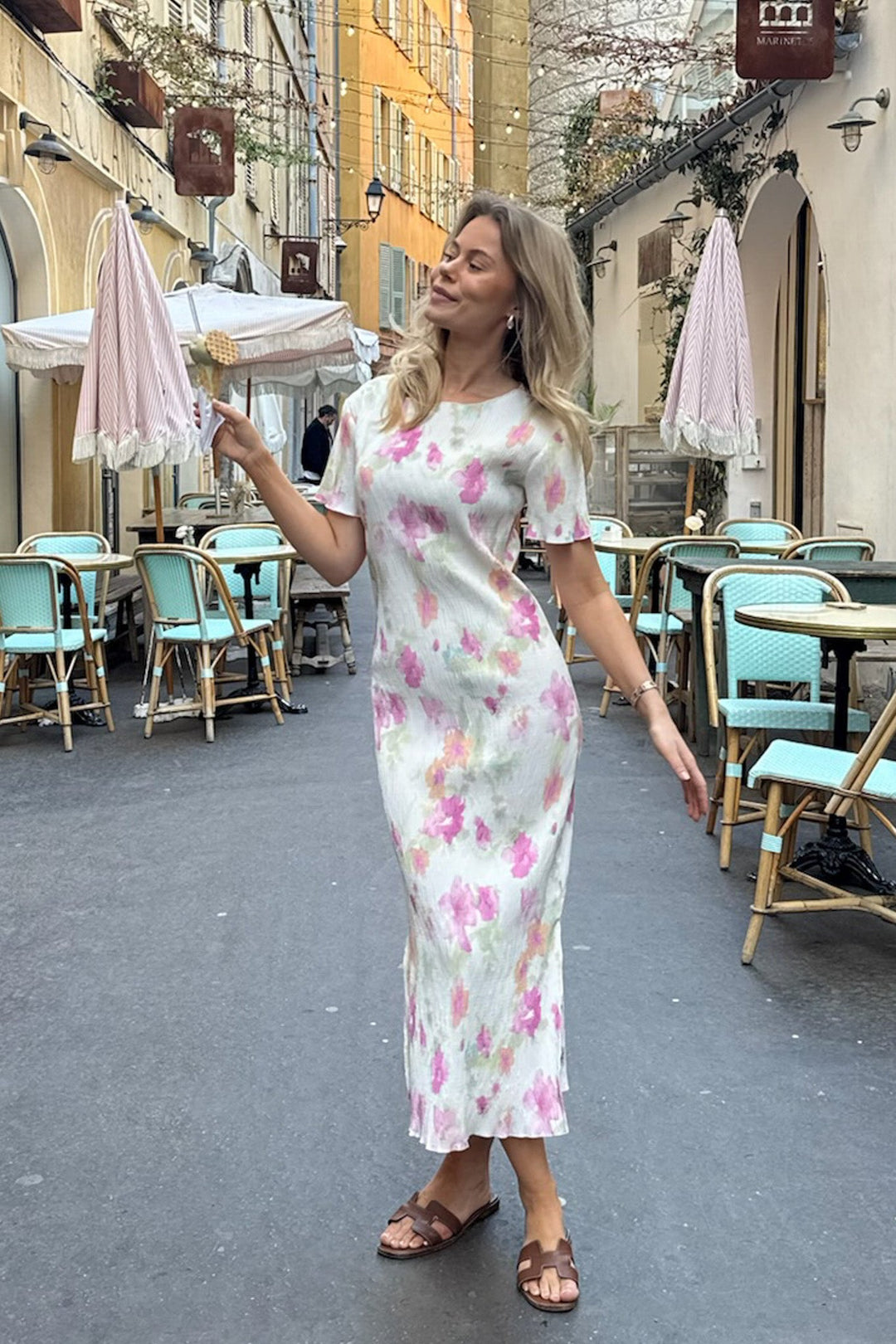 Oda Ss Dress Pink Flower Blush Print | Kjoler | Smuk - Dameklær på nett