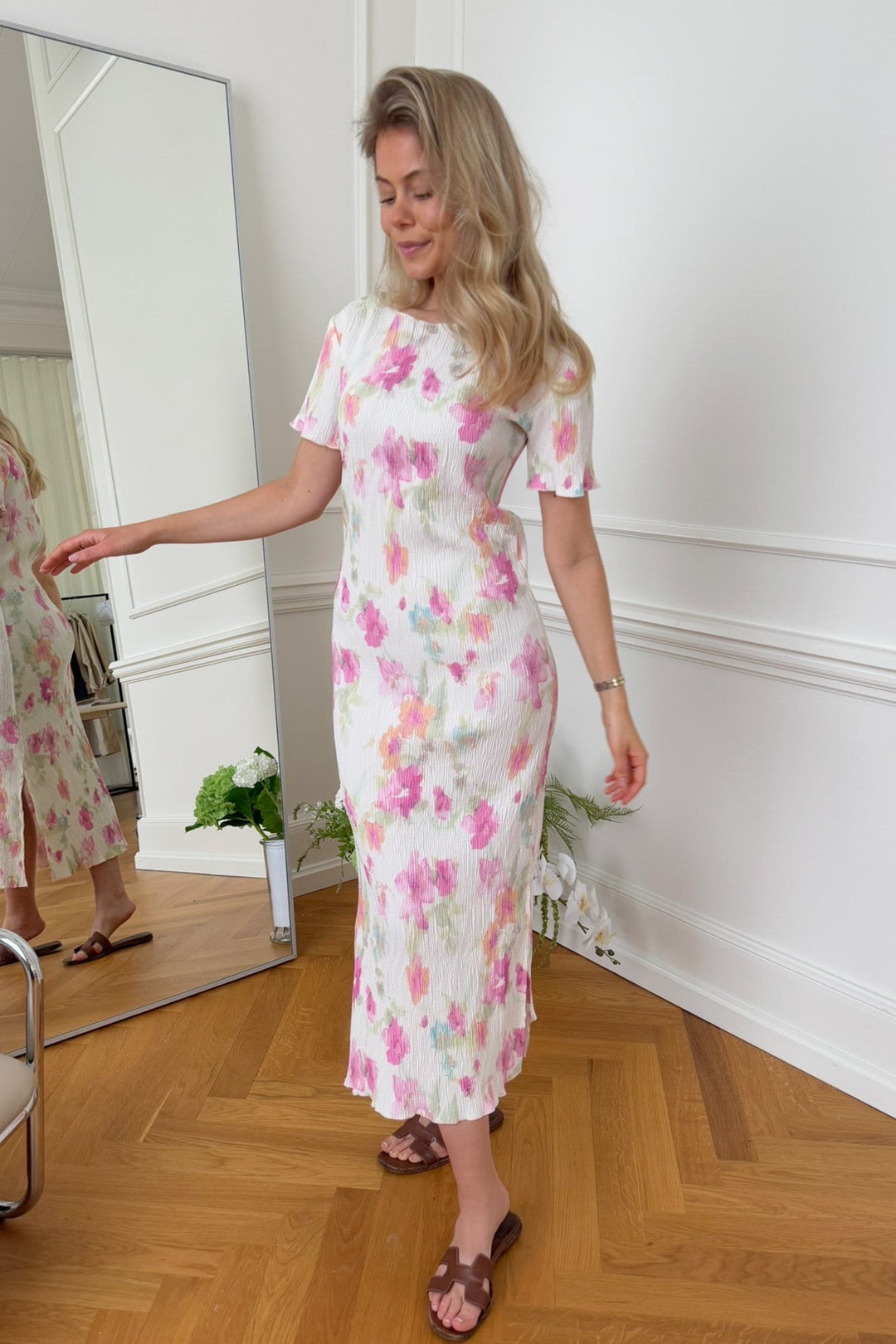 Oda Ss Dress Pink Flower Blush Print | Kjoler | Smuk - Dameklær på nett