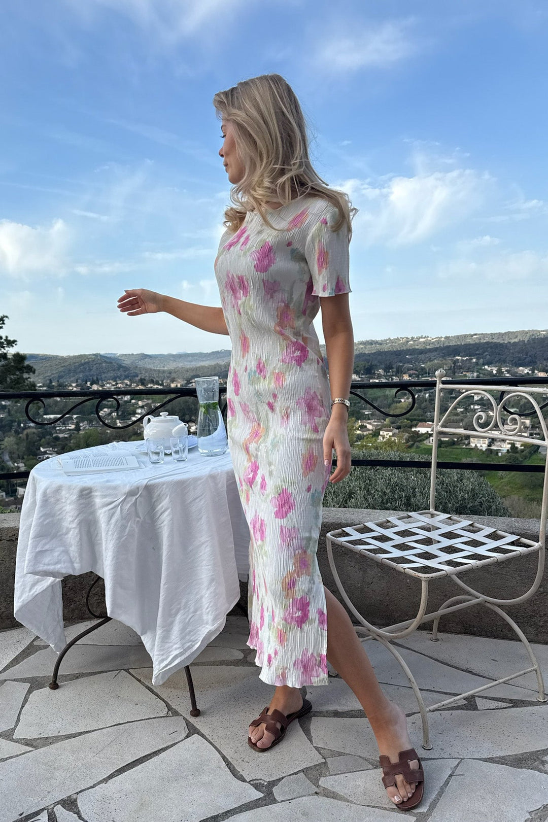 Oda Ss Dress Pink Flower Blush Print | Kjoler | Smuk - Dameklær på nett