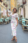 Oda Ss Dress Pink Flower Blush Print