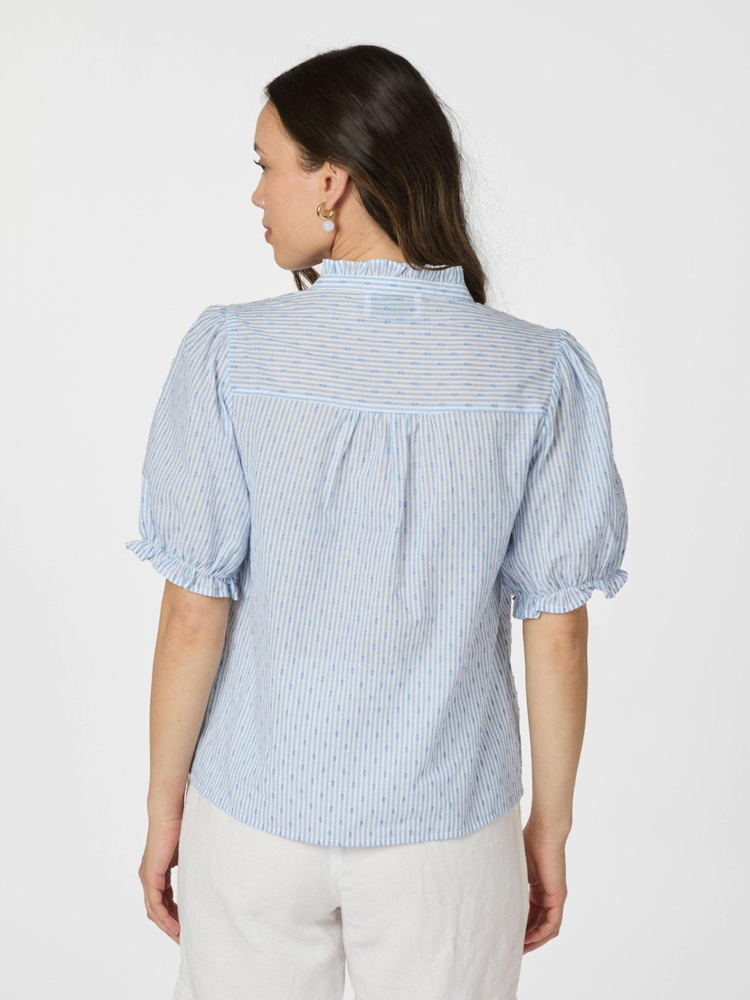 Odesa Dot Stripe Blouse Light Blue | Skjorter og bluser | Smuk - Dameklær på nett