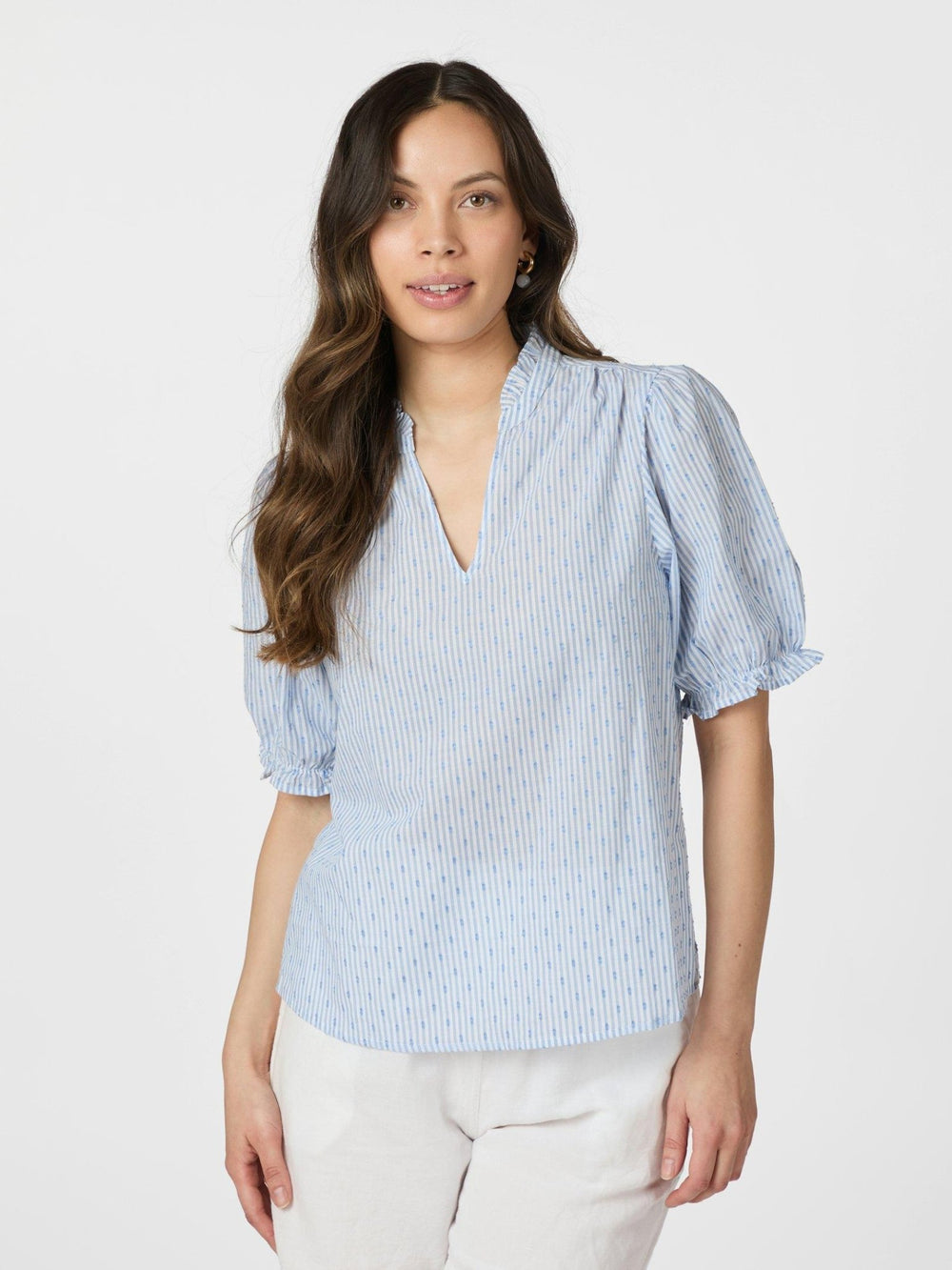 Odesa Dot Stripe Blouse Light Blue | Skjorter og bluser | Smuk - Dameklær på nett