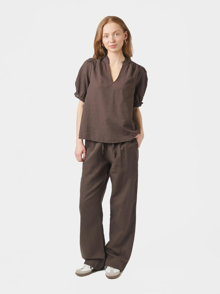 Odesa Linen Blouse Dark Brown | Skjorter og bluser | Smuk
