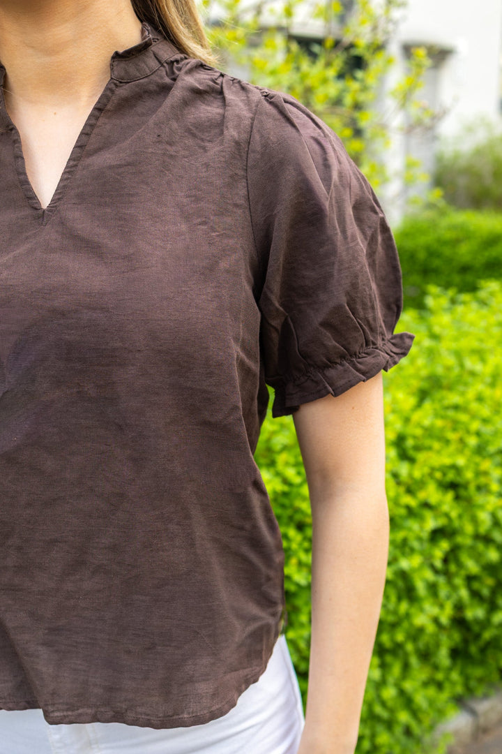 Odesa Linen Blouse Dark Brown | Skjorter og bluser | Smuk