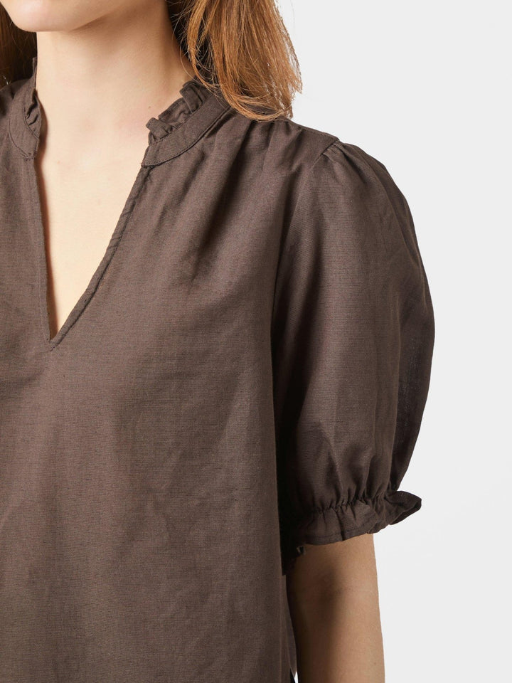 Odesa Linen Blouse Dark Brown | Skjorter og bluser | Smuk