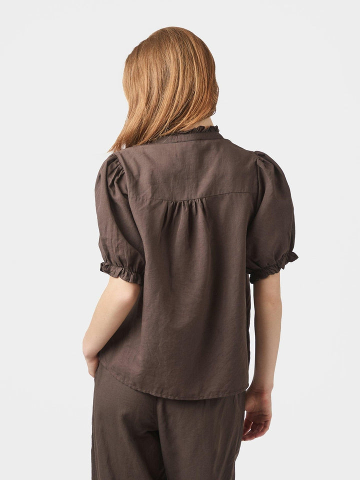 Odesa Linen Blouse Dark Brown | Skjorter og bluser | Smuk