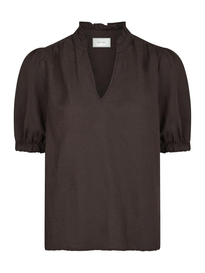 Odesa Linen Blouse Dark Brown | Skjorter og bluser | Smuk