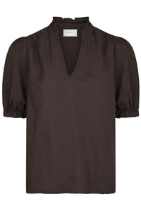 Odesa Linen Blouse Dark Brown