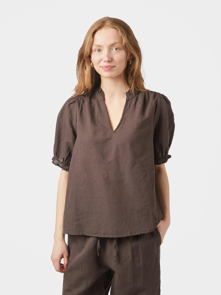 Odesa Linen Blouse Dark Brown | Skjorter og bluser | Smuk