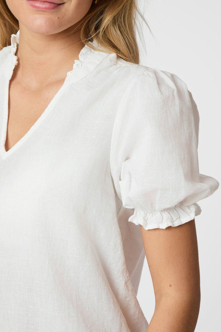 Odesa Linen Blouse White | Skjorter og bluser | Smuk - Dameklær på nett