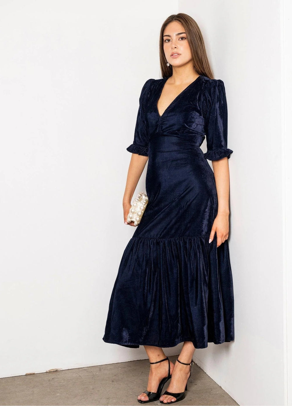 Ophelia Dress Velvet Blue Sapphire | Kjoler | Smuk