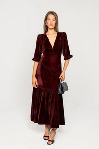 Ophelia Dress Velvet Bordeaux