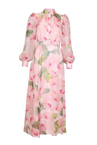 Organza Belt Dress Rosette