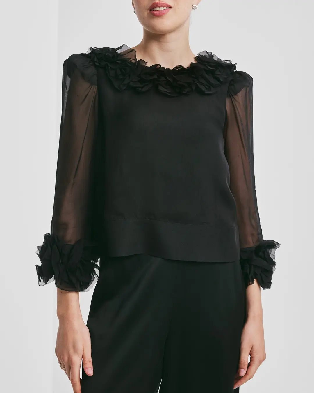 Organza Frilly Top Black | Topper | Smuk - Dameklær på nett