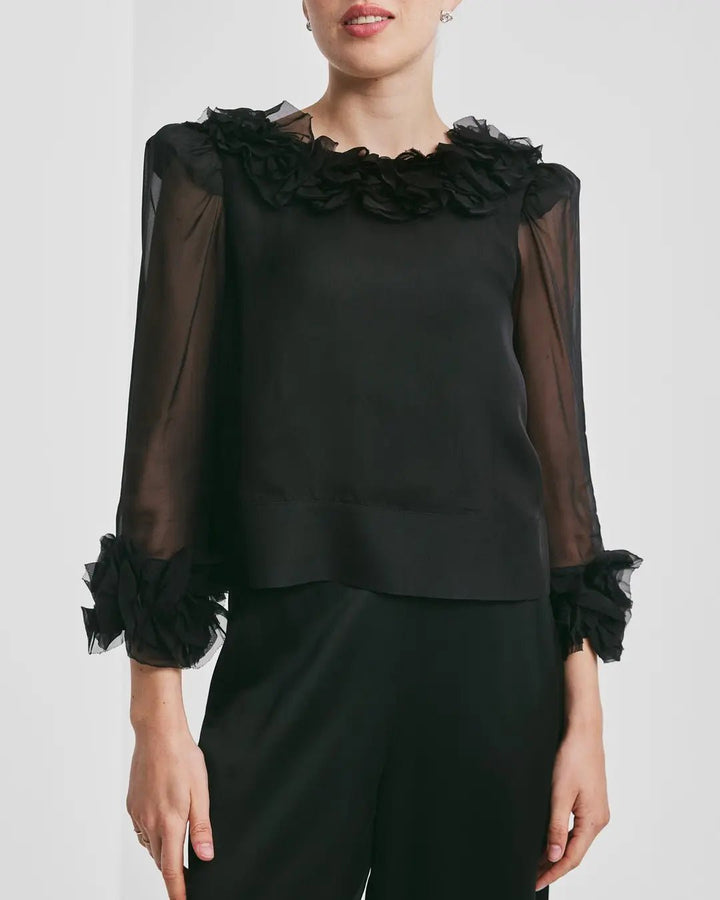 Organza Frilly Top Black | Topper | Smuk - Dameklær på nett