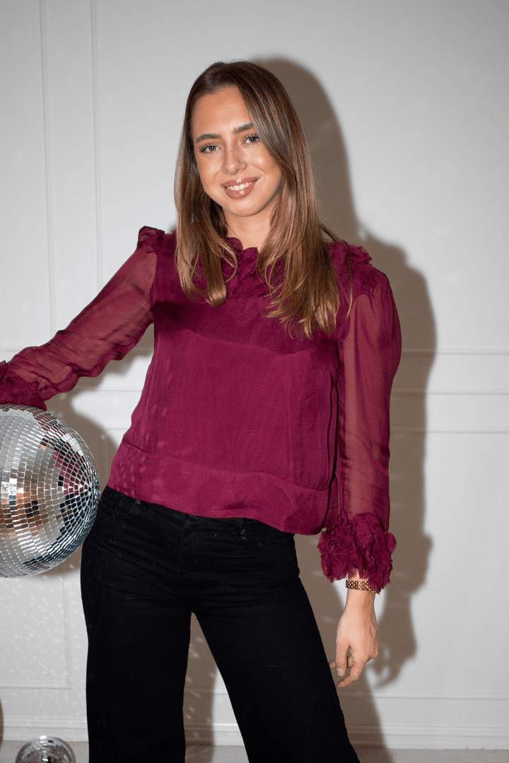 Organza Frilly Top Burgundy | Topper | Smuk - Dameklær på nett