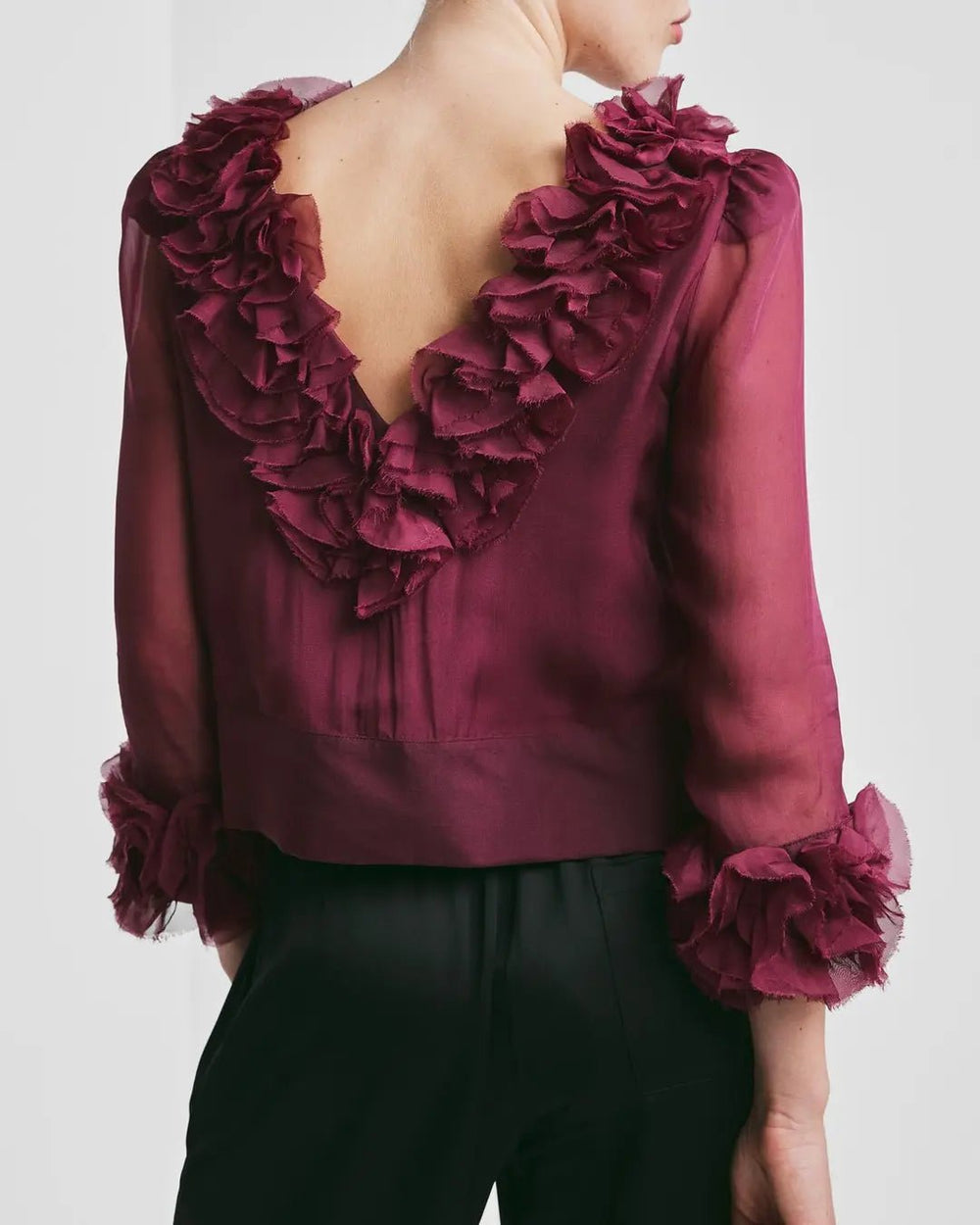 Organza Frilly Top Burgundy | Topper | Smuk - Dameklær på nett