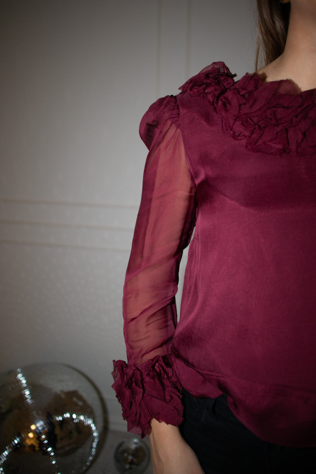 Organza Frilly Top Burgundy | Topper | Smuk - Dameklær på nett