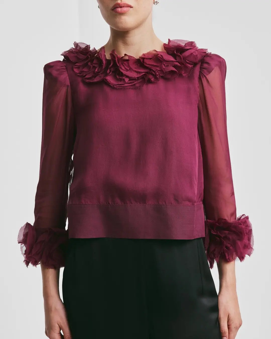 Organza Frilly Top Burgundy | Topper | Smuk - Dameklær på nett
