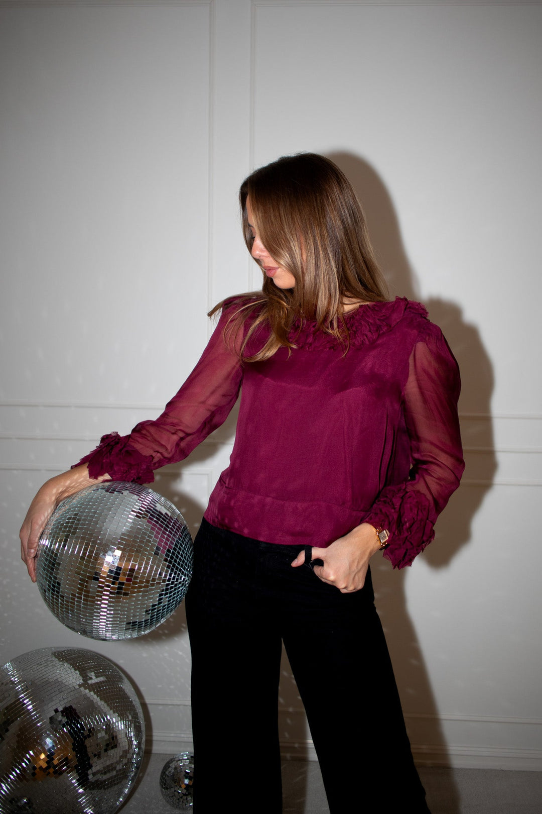 Organza Frilly Top Burgundy | Topper | Smuk - Dameklær på nett