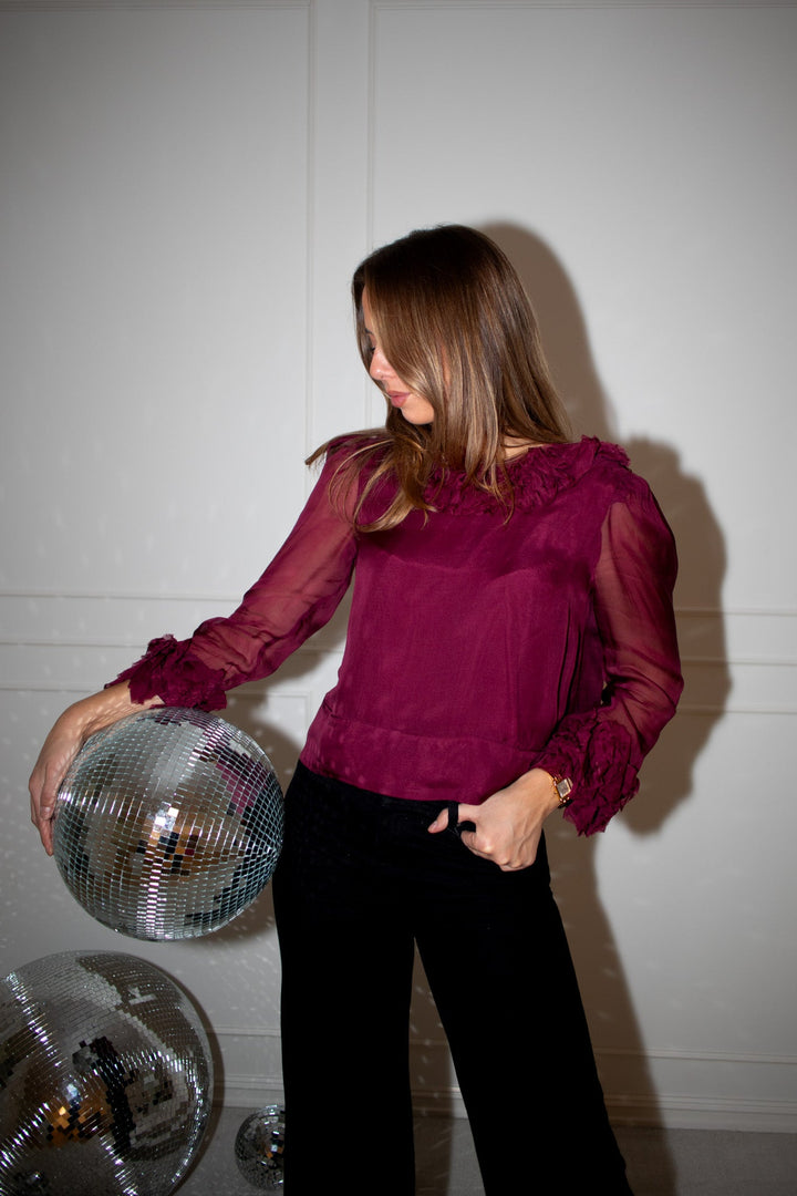 Organza Frilly Top Burgundy | Topper | Smuk - Dameklær på nett