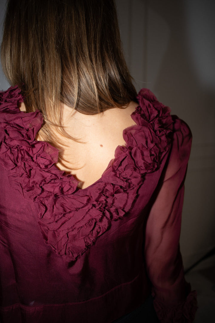 Organza Frilly Top Burgundy | Topper | Smuk - Dameklær på nett