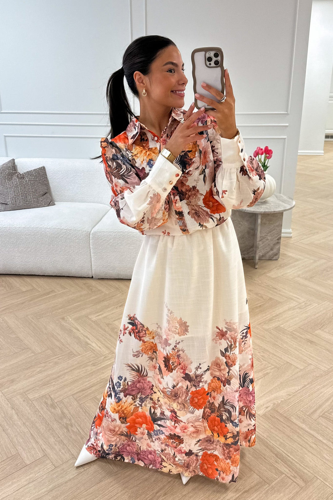 Osley Blouse Beige Flower | Skjorter og bluser | Smuk