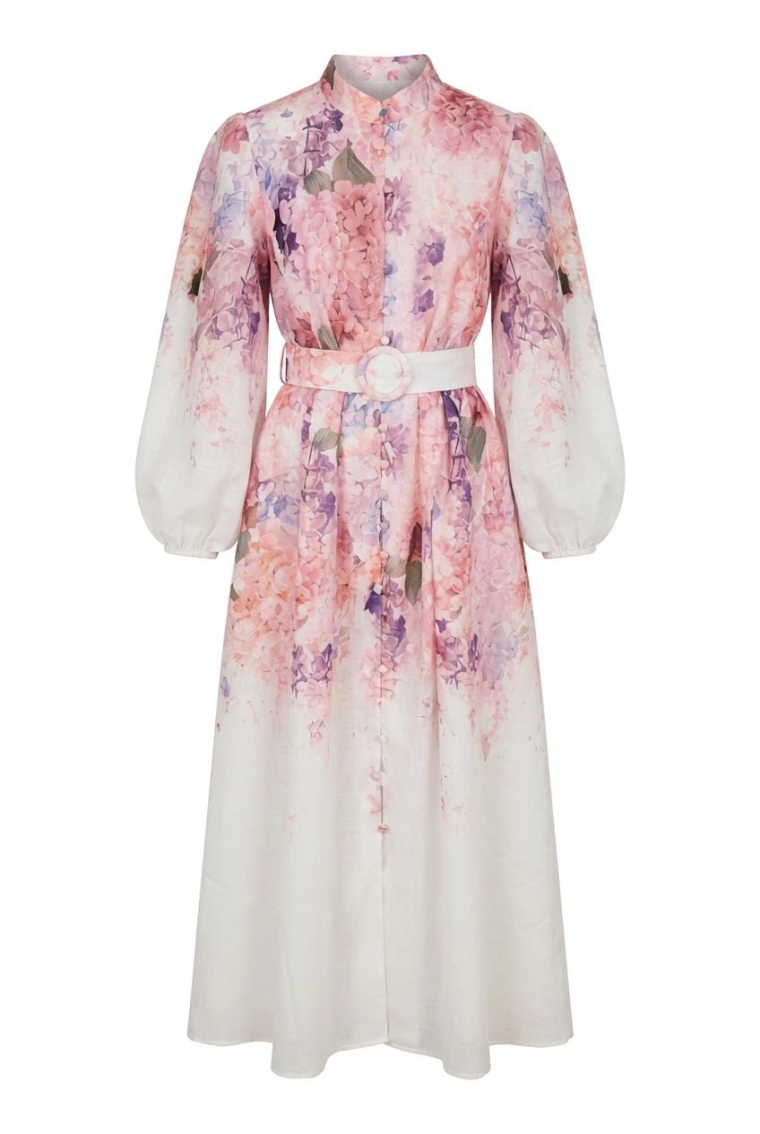 Osley Dress White Purple Flower | Kjoler | Smuk