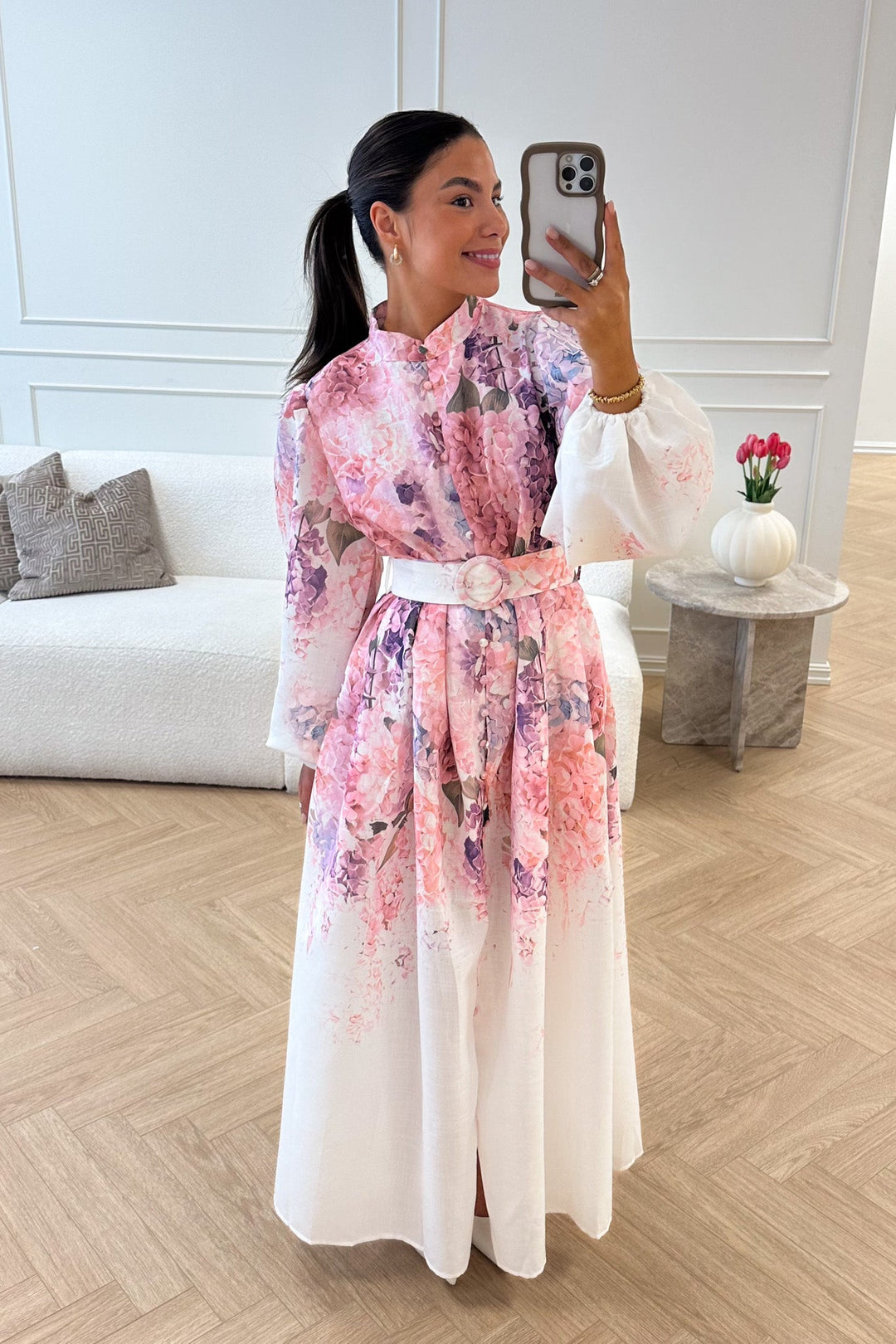 Osley Dress White Purple Flower | Kjoler | Smuk