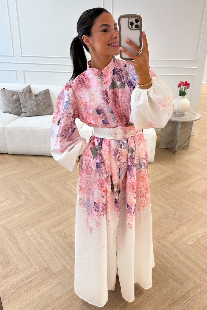Osley Dress White Purple Flower | Kjoler | Smuk