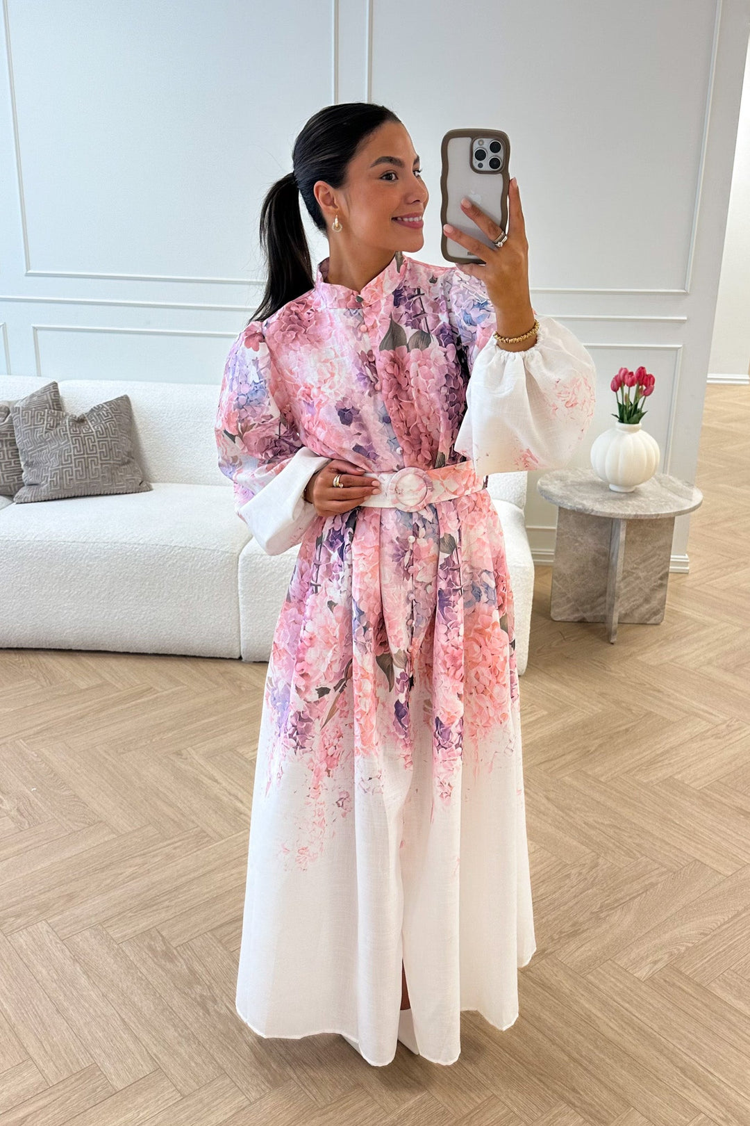 Osley Dress White Purple Flower | Kjoler | Smuk