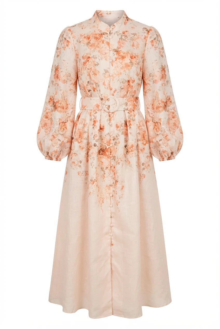 Osley Midi Dress Beige Flower | Kjoler | Smuk