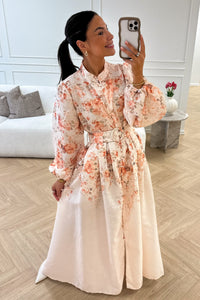 Osley Midi Dress Beige Flower