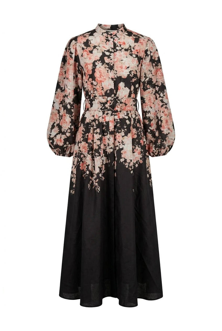 Osley Midi Dress Black Flower | Kjoler | Smuk