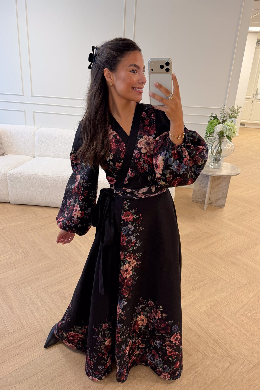 Osley Midi Wrap Dress Blanc Black | Kjoler | Smuk