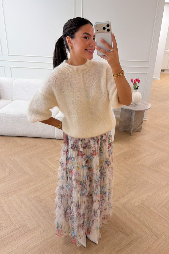 Osley Skirt Creme Flower | Skjorter og bluser | Smuk