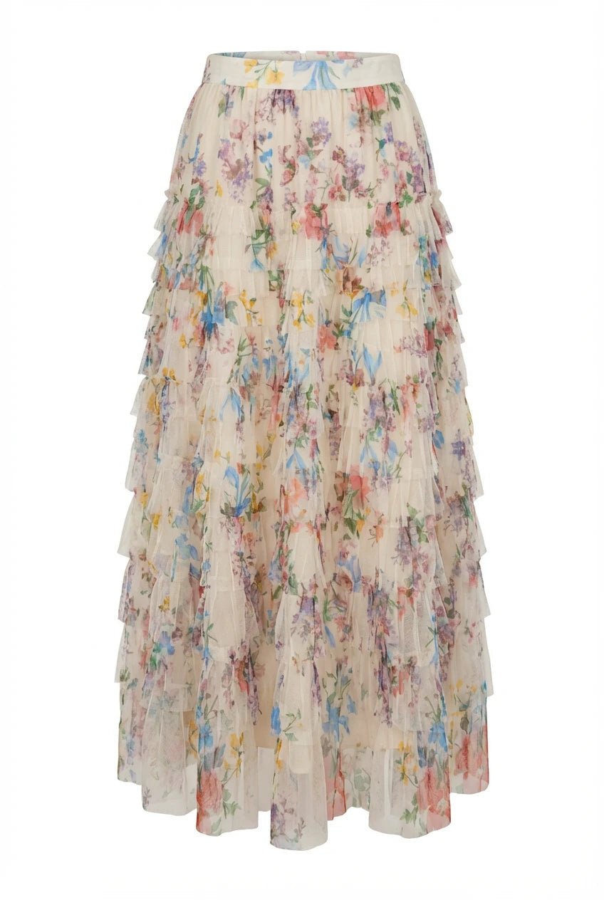 Osley Skirt Creme Flower | Skjorter og bluser | Smuk