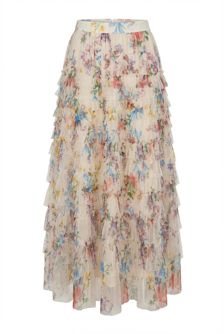 Osley Skirt Creme Flower | Skjorter og bluser | Smuk