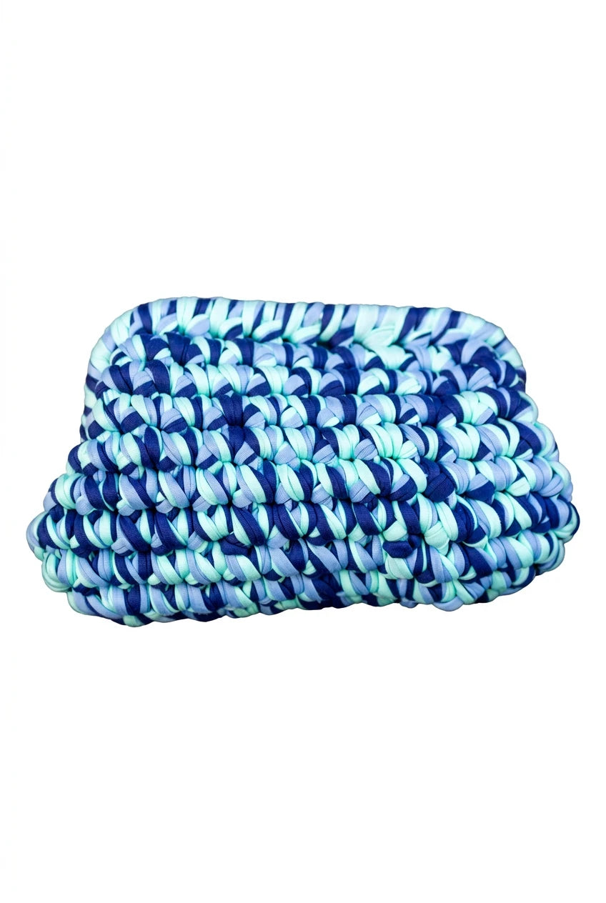 Handcrafted Cotton Clutch Blue Mix