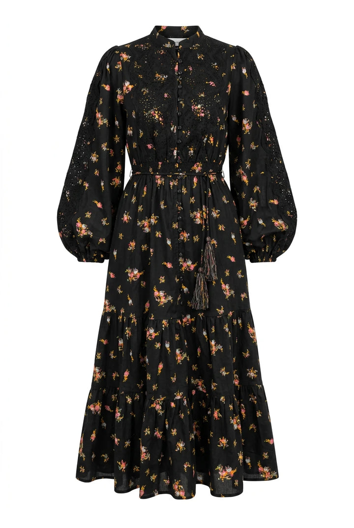 Winter Cotton Midi Dress Petite Flowers