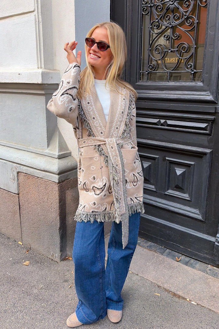 Paisley Frill Cardigan Beige | Genser | Smuk