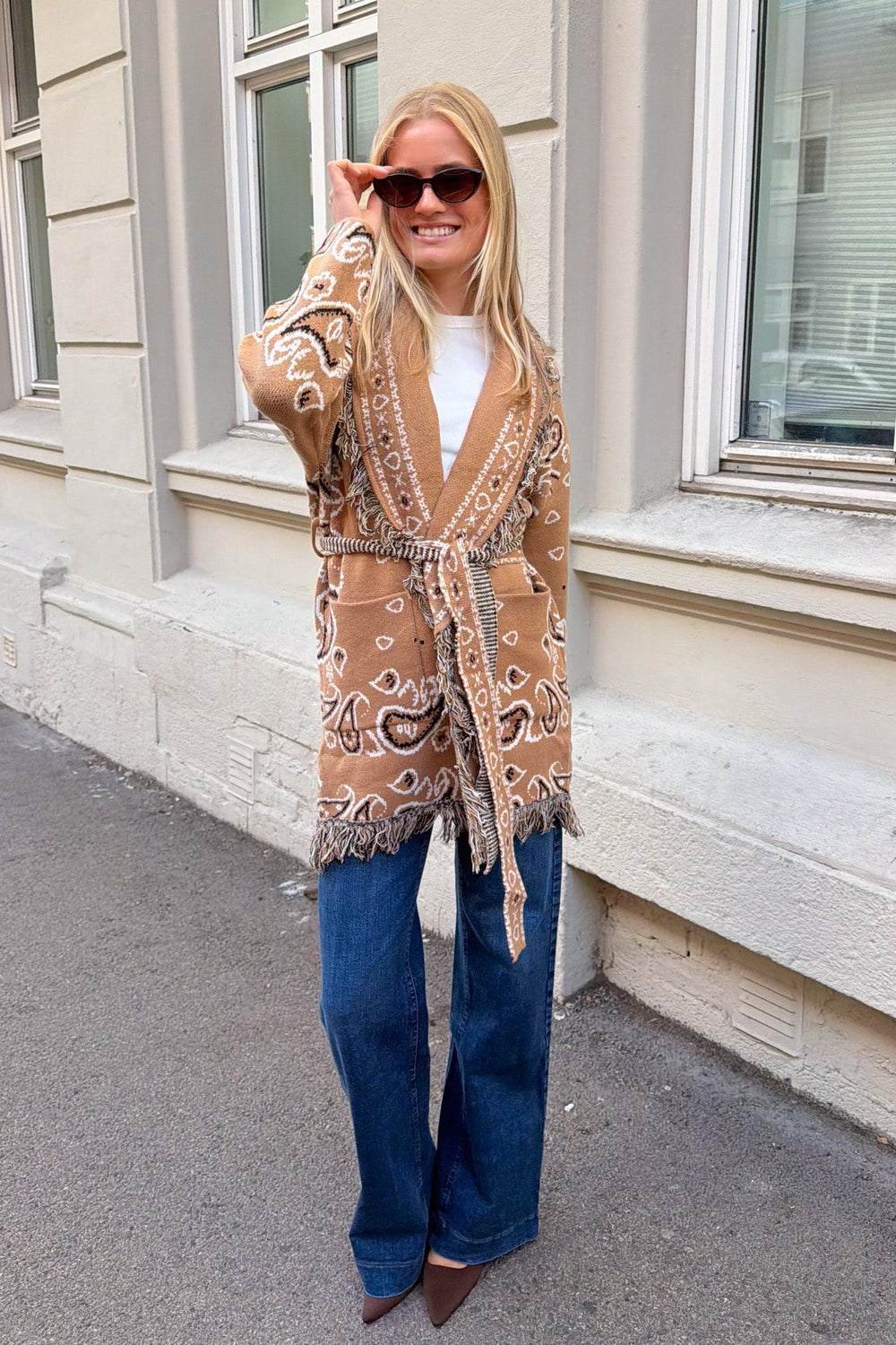 Paisley Frill Cardigan Camel | Genser | Smuk
